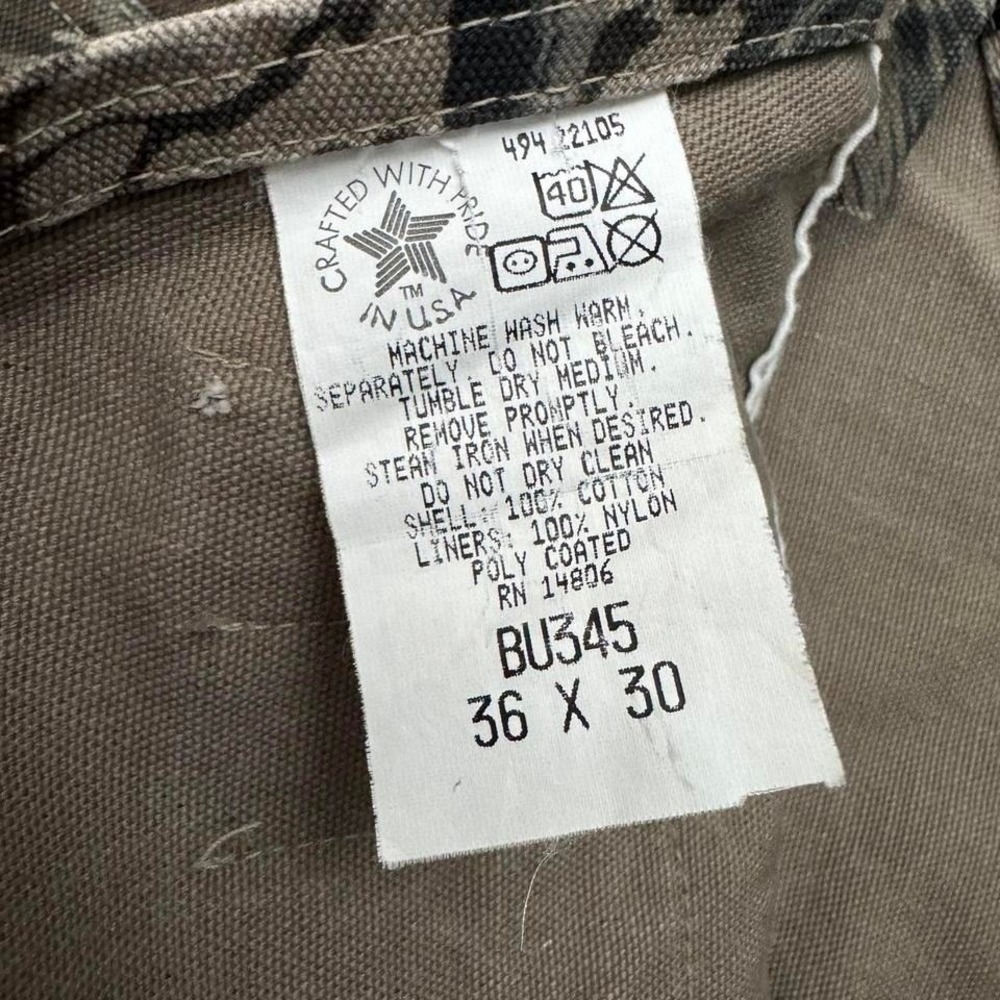 Vintage Carhartt Camo Overalls Duck Canvas Made USA Workwear Bibs 34x29 - Picture 7 of 8